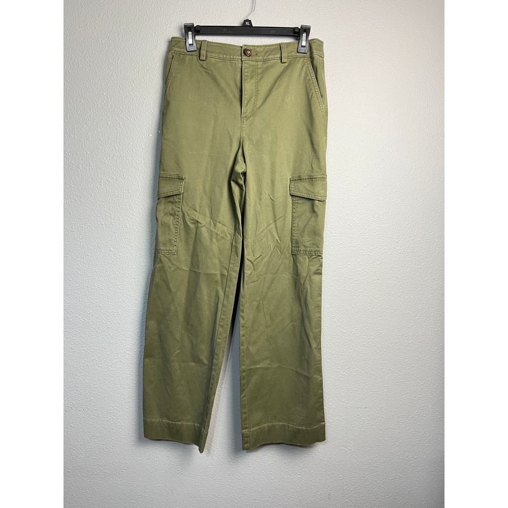 Loft Size 2 Olive Green Cargo Gorpcore Casual Pants Straight Leg Stretch Twill